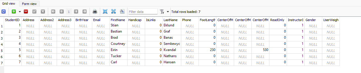 Other database – screenshot 1