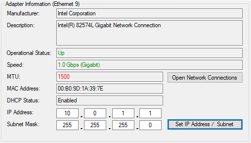 Ρύθμιση διεύθυνσης IP κάρτας δικτύου στο GigE Configurator