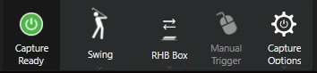 The capture toolbar reading Capture Ready, Swing, RHB Box, Manual Trigger and Capture Options